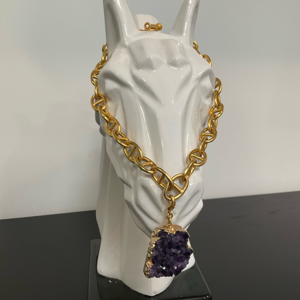 Giorgio Beverly Hills Necklace w/Amythest Pendant